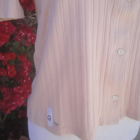 Zara Cropped Top Peach Button Down Front Short Sleeve Knit New Size Med - Picture 4 of 5